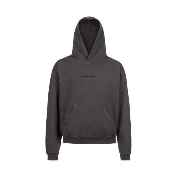 "es neesmu reperis." Washed Black Hoodie
