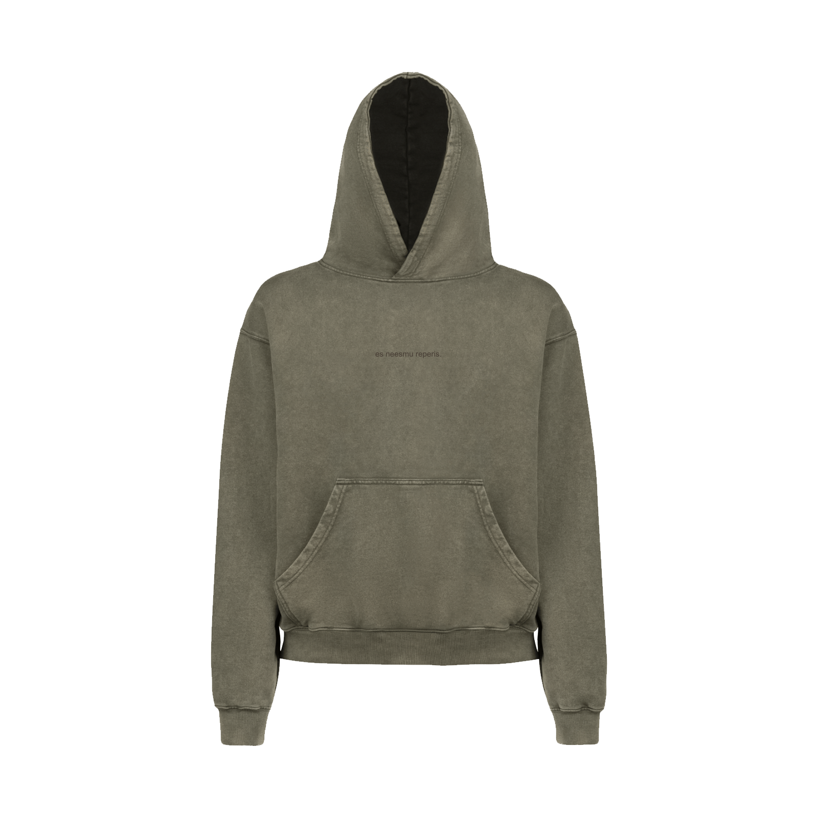 "es neesmu reperis." Washed Olive Hoodie