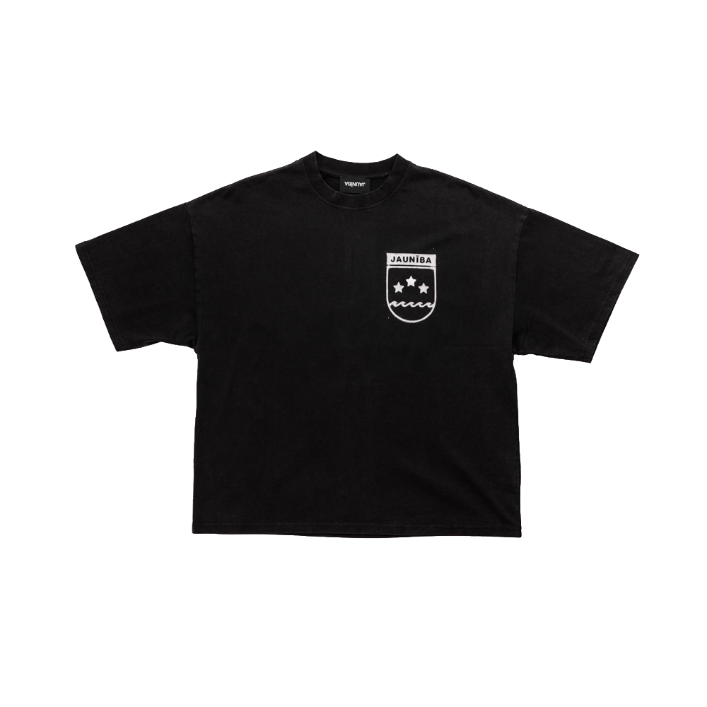 "Crest" Washed Black Boxy T-Shirt