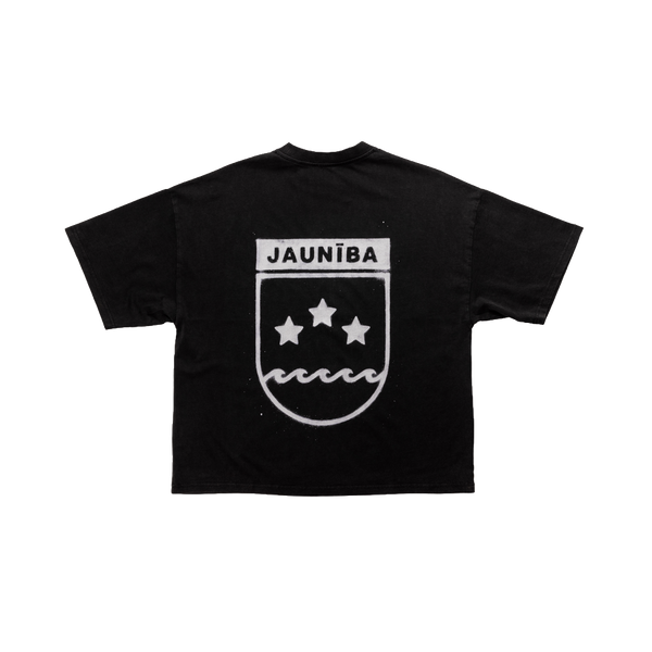 "Crest" Washed Black Boxy T-Shirt