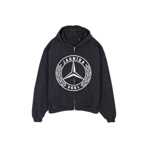JAUNĪBENZ Washed Black Zip Hoodie