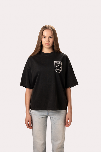 "Crest" Washed Black Boxy T-Shirt
