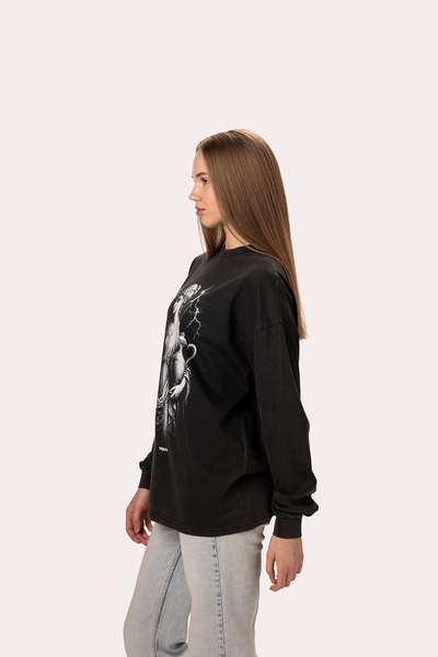 "Hebe" Washed Black Longsleeve Tee