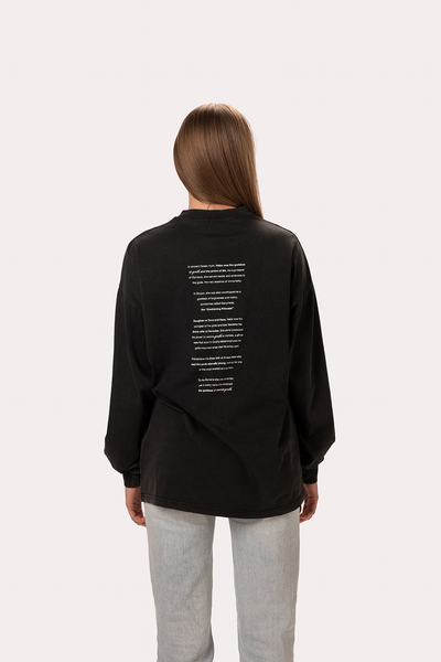 "Hebe" Washed Black Longsleeve Tee