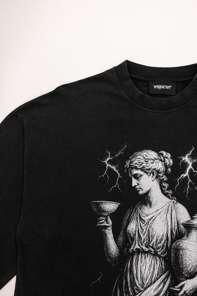 "Hebe" Washed Black Longsleeve Tee