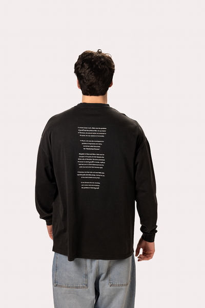 "Hebe" Washed Black Longsleeve Tee