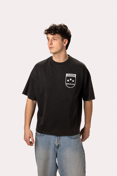 "Crest" Washed Black Boxy T-Shirt