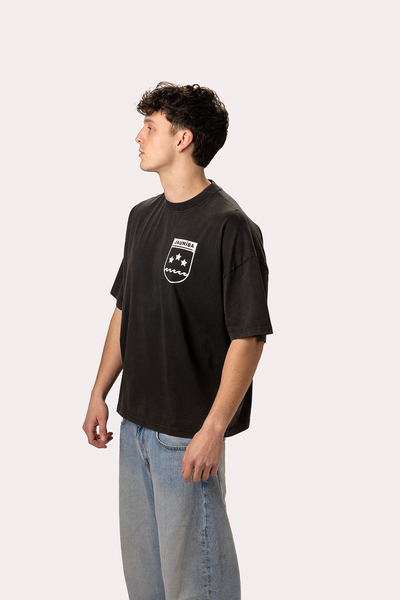"Crest" Washed Black Boxy T-Shirt
